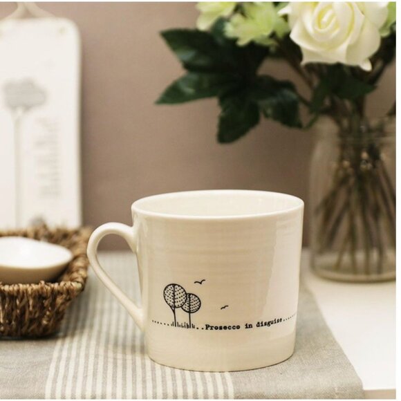 Prosecco in Disguise White China Tea or Coffee Mug by East of India Bubbles Sip - Picture 1 of 7